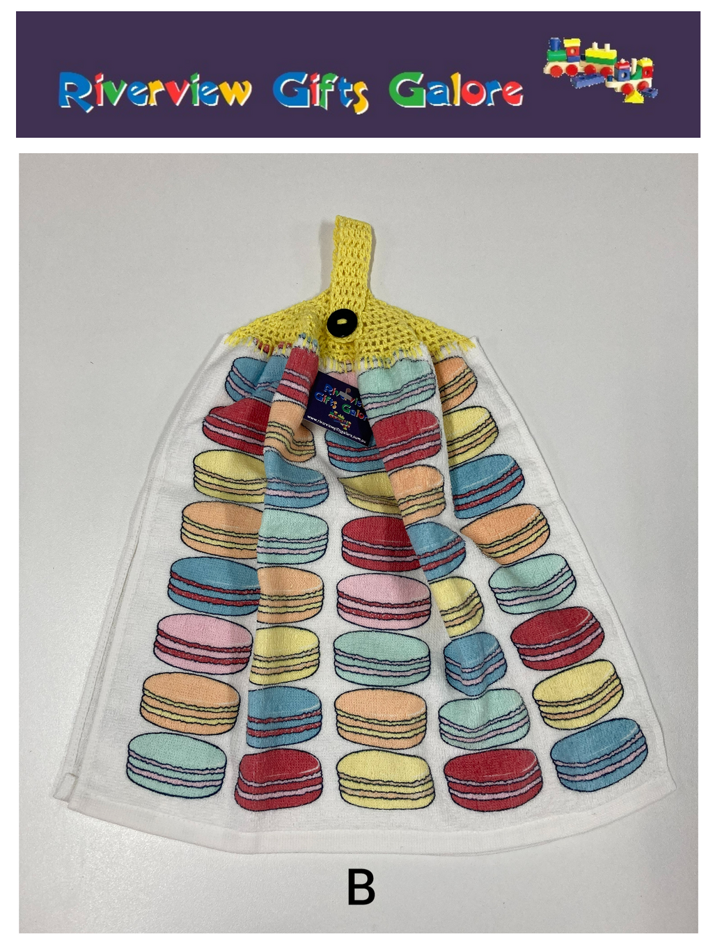 Crochet Top Hand Towel / Tea Towel (Double Thickness) - Macaroons