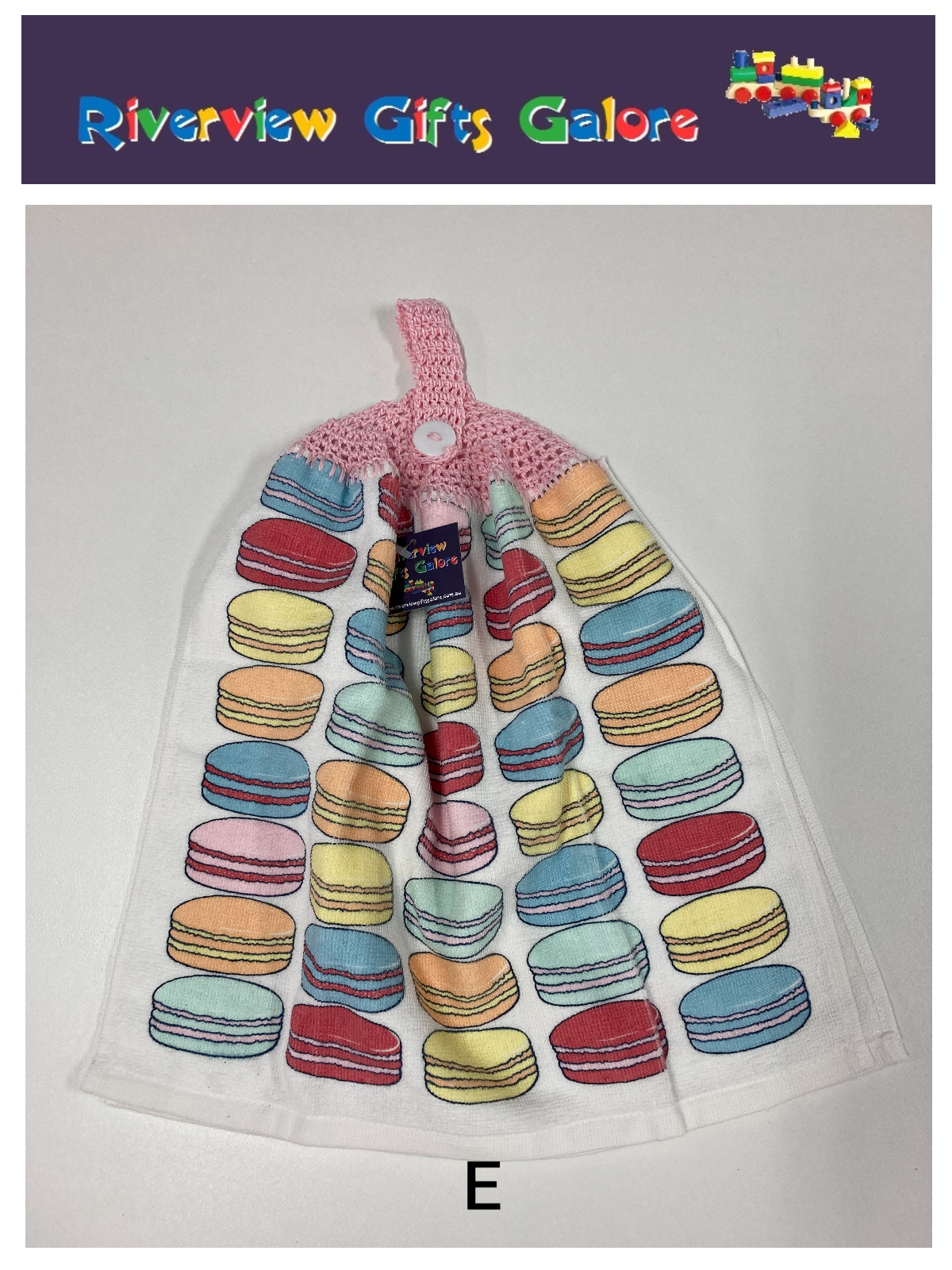 Crochet Top Hand Towel / Tea Towel (Double Thickness) - Macaroons