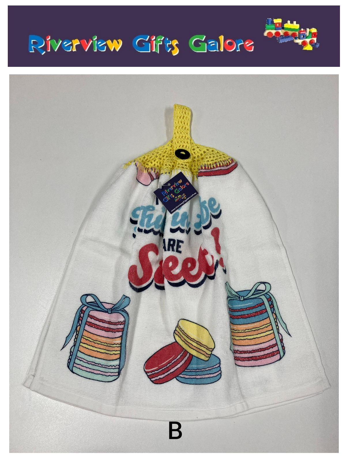 Crochet Top Hand Towel / Tea Towel (Double Thickness) - The Best Things in Life are Sweet