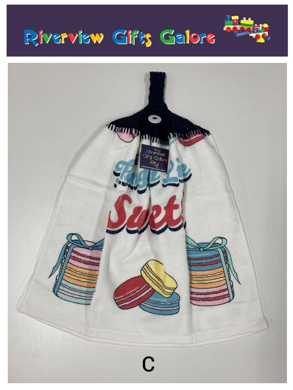 Crochet Top Hand Towel / Tea Towel (Double Thickness) - The Best Things in Life are Sweet