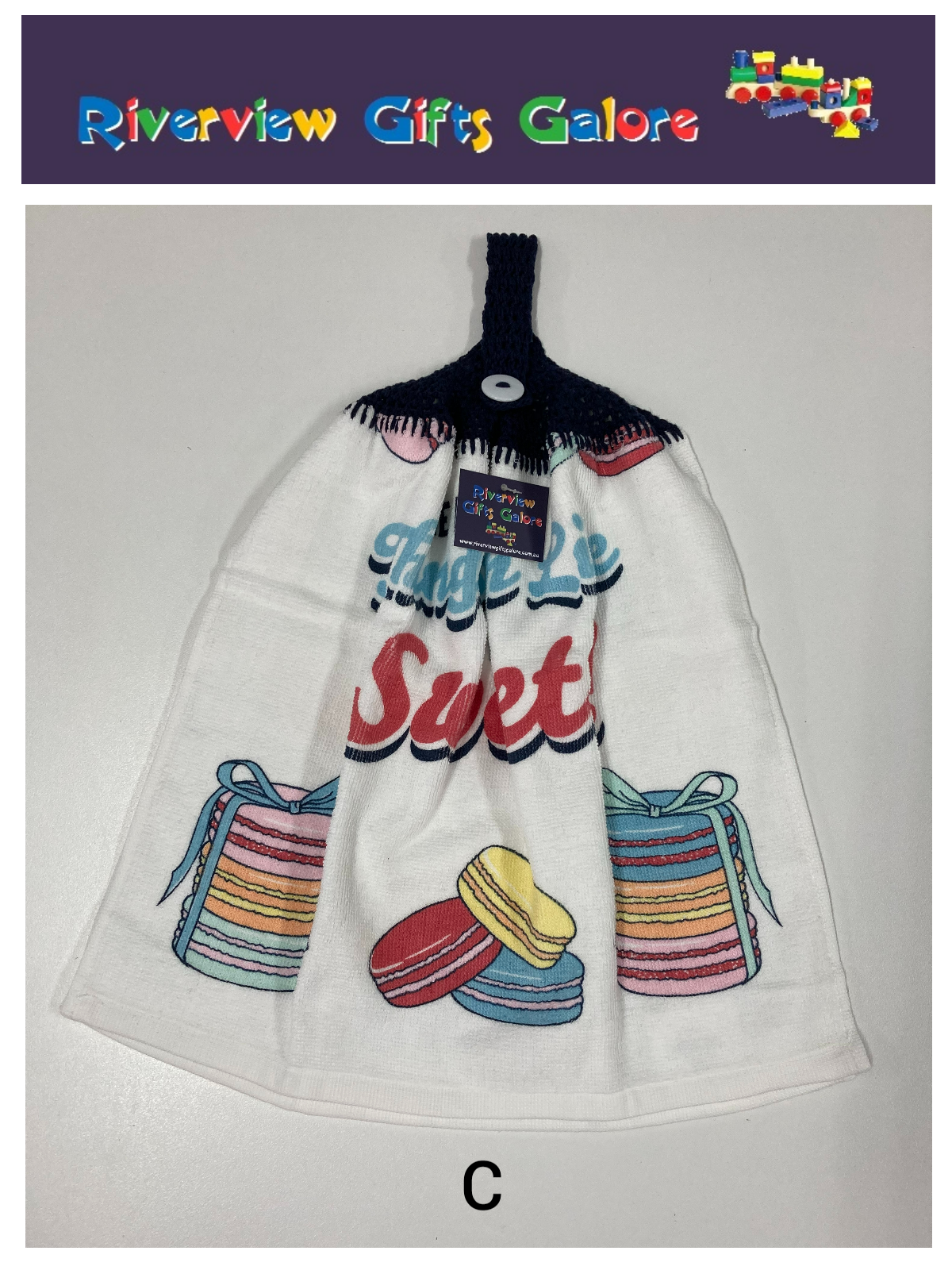 Crochet Top Hand Towel / Tea Towel (Double Thickness) - The Best Things in Life are Sweet