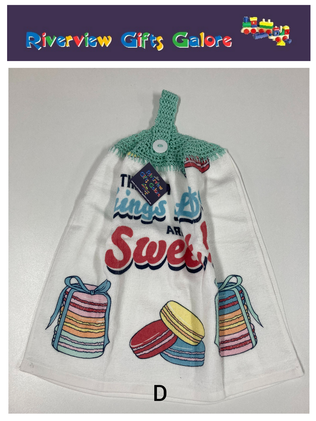 Crochet Top Hand Towel / Tea Towel (Double Thickness) - The Best Things in Life are Sweet