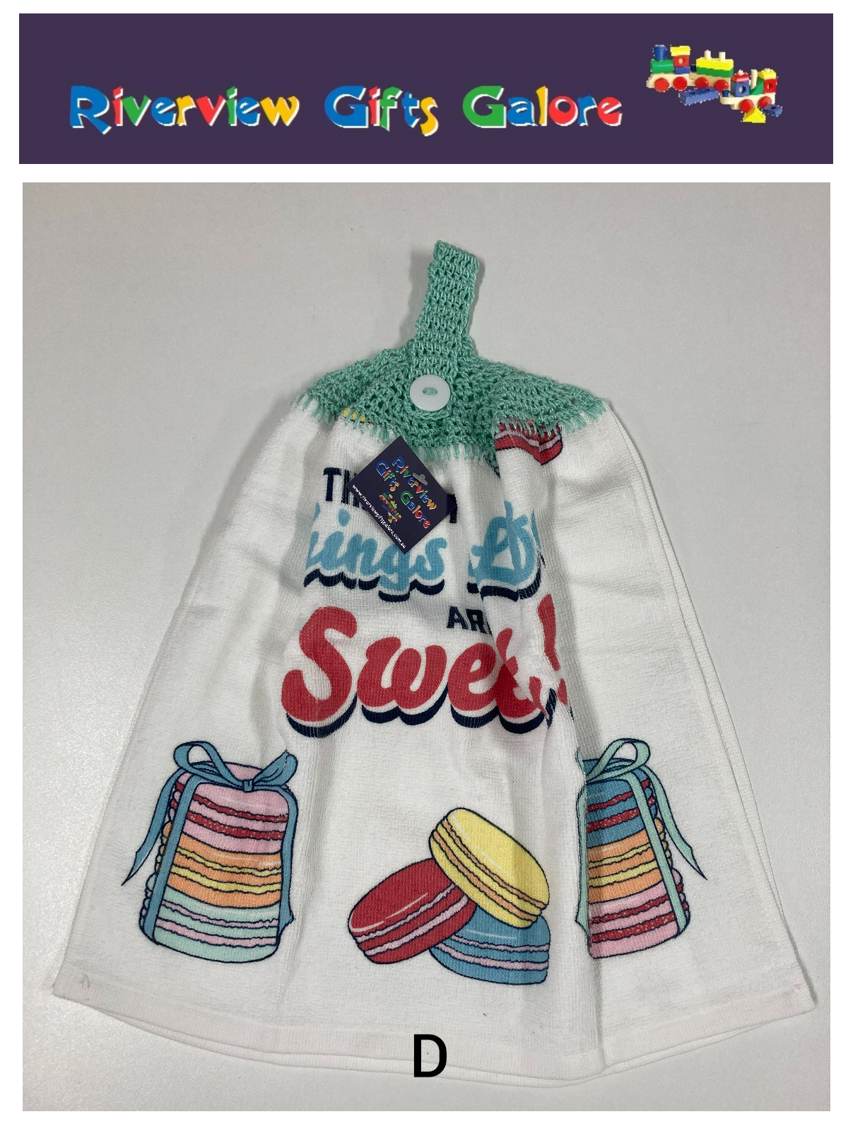 Crochet Top Hand Towel / Tea Towel (Double Thickness) - The Best Things in Life are Sweet