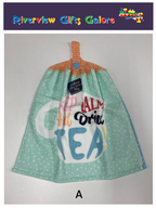 Crochet Top Hand Towel / Tea Towel (Double Thickness) - Keep Calm and Drink Tea