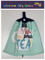 Crochet Top Hand Towel / Tea Towel (Double Thickness) - Keep Calm and Drink Tea