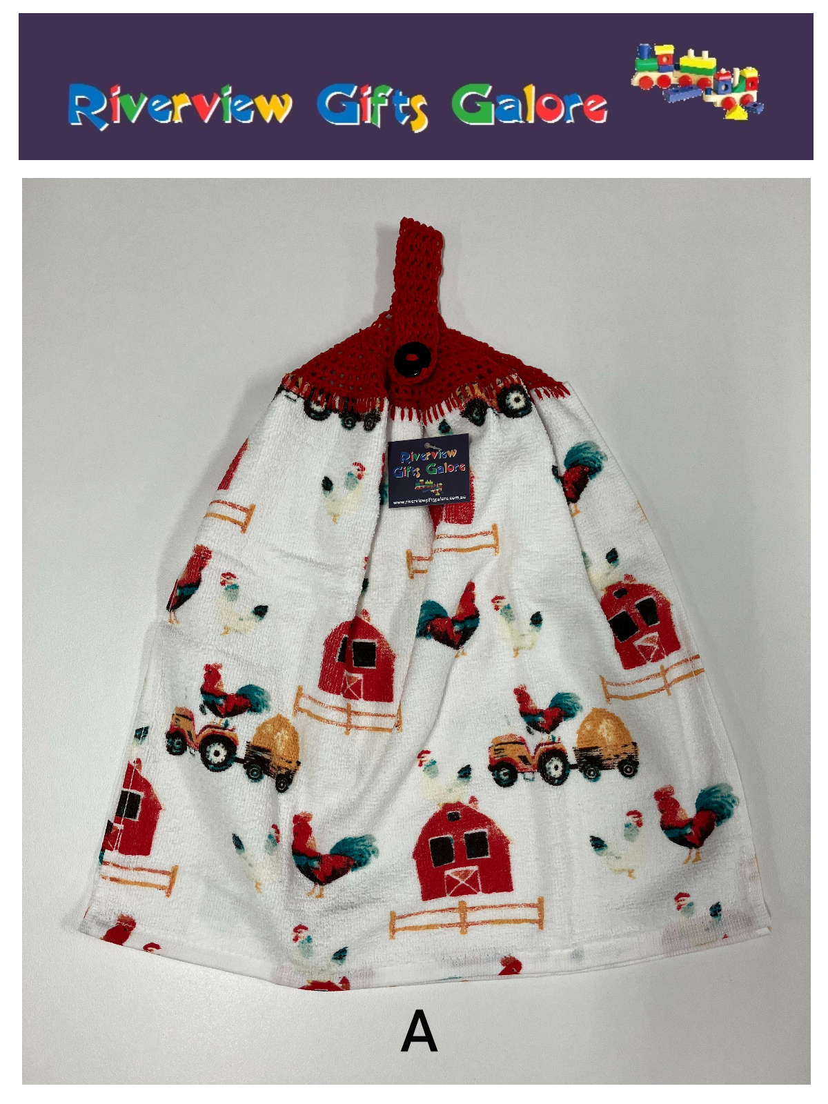 Crochet Top Hand Towel / Tea Towel (Double Thickness) - Farmyard