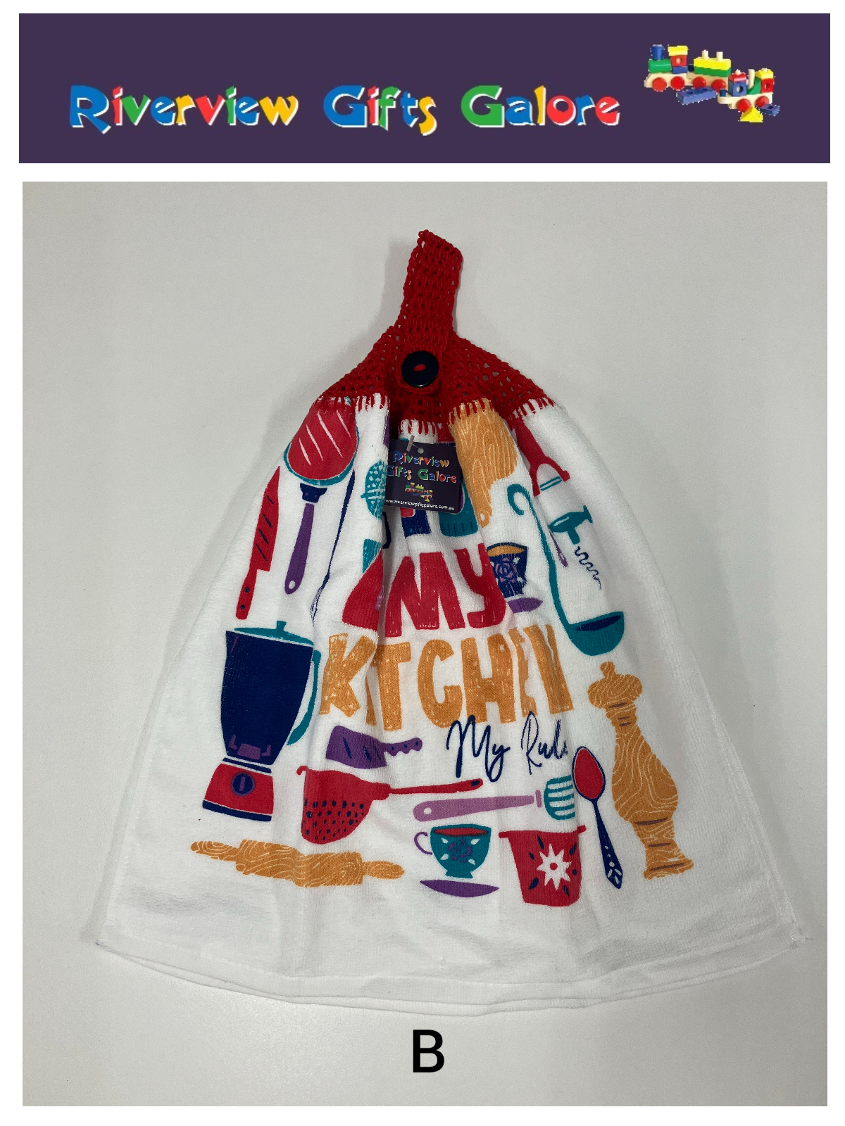 Crochet Top Hand Towel / Tea Towel (Double Thickness) - My Kitchen My Rules
