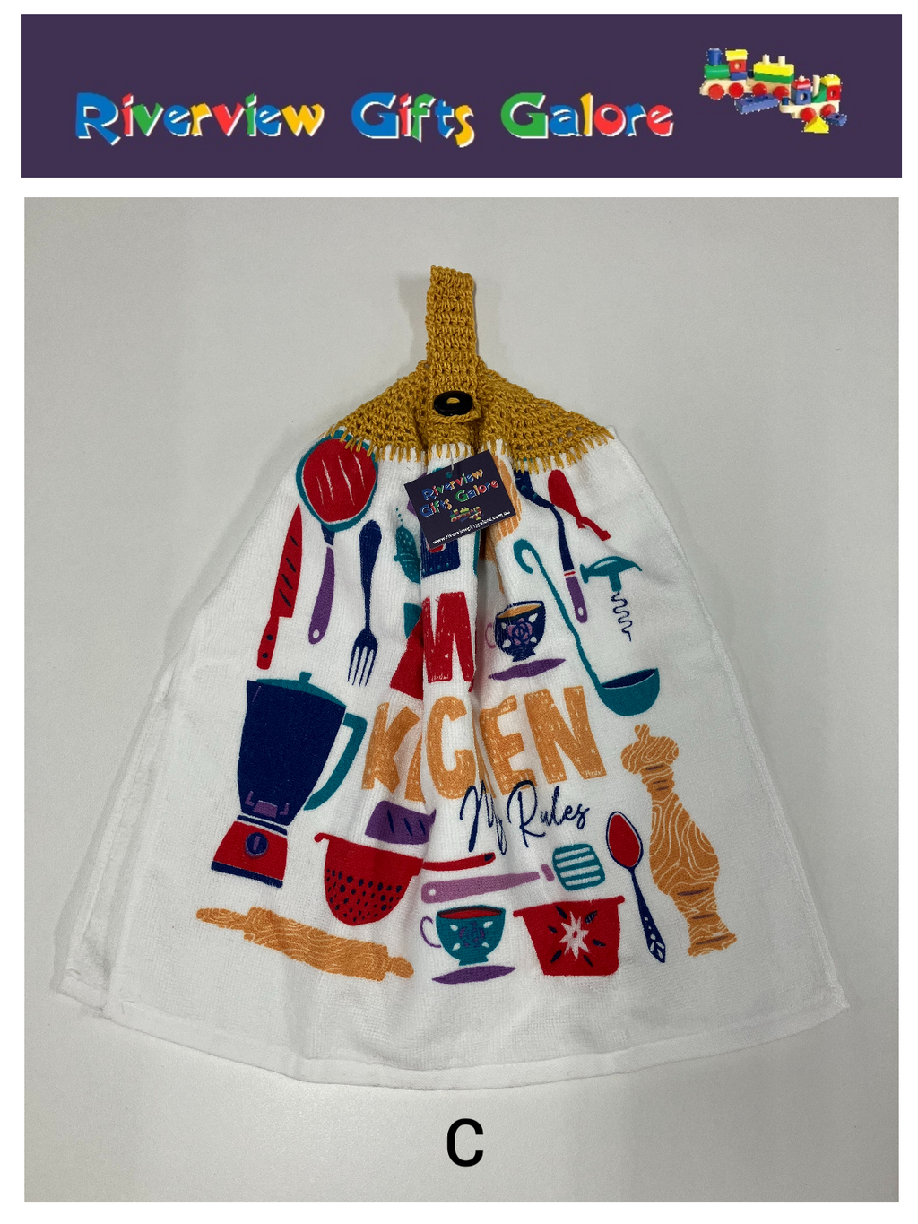 Crochet Top Hand Towel / Tea Towel (Double Thickness) - My Kitchen My Rules