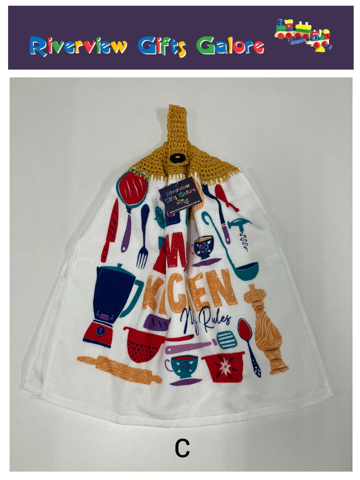 Crochet Top Hand Towel / Tea Towel (Double Thickness) - My Kitchen My Rules