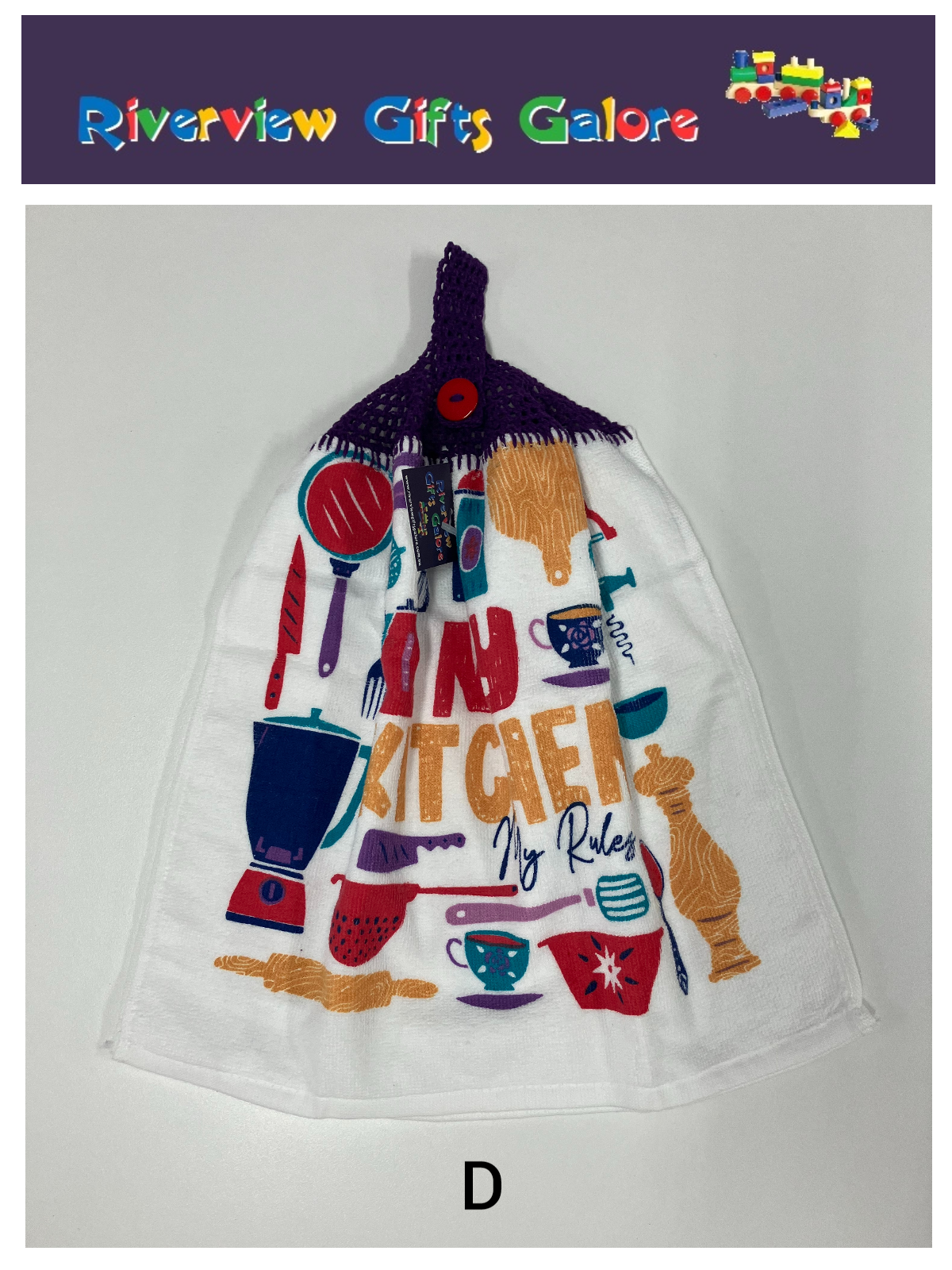 Crochet Top Hand Towel / Tea Towel (Double Thickness) - My Kitchen My Rules