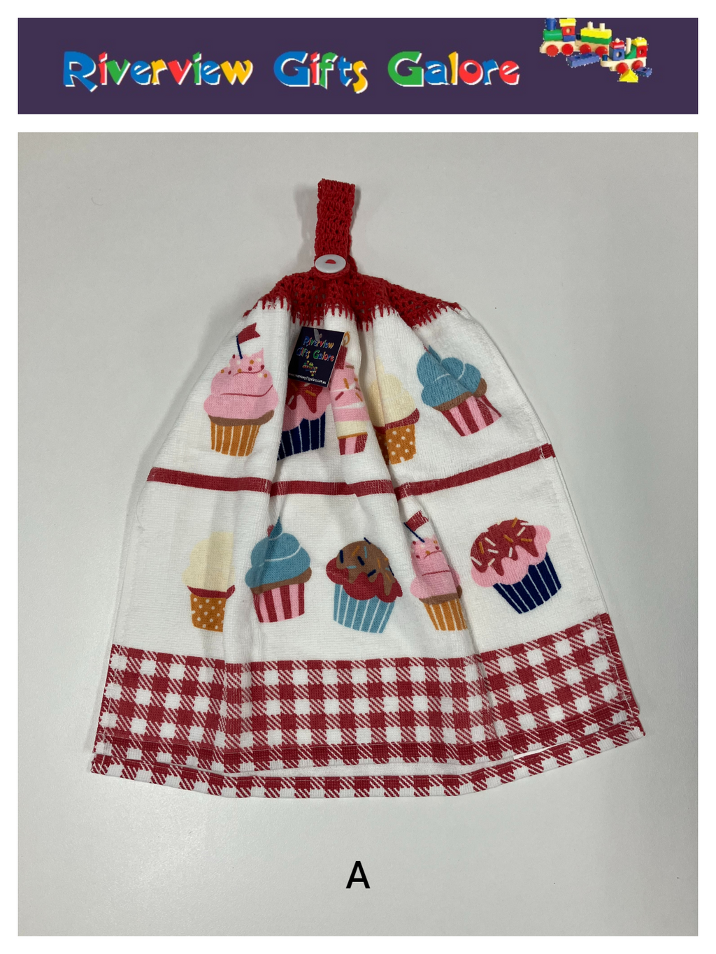 Crochet Top Hand Towel / Tea Towel (Double Thickness) - Cupcakes