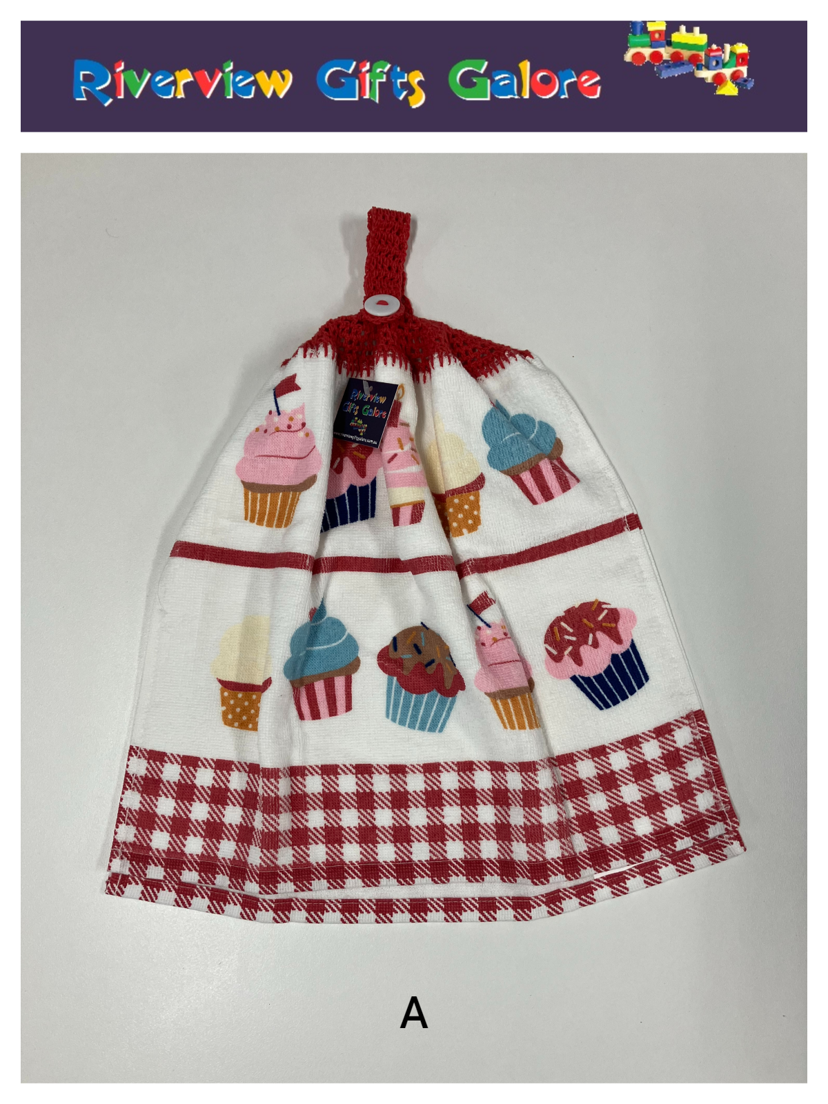 Crochet Top Hand Towel / Tea Towel (Double Thickness) - Cupcakes