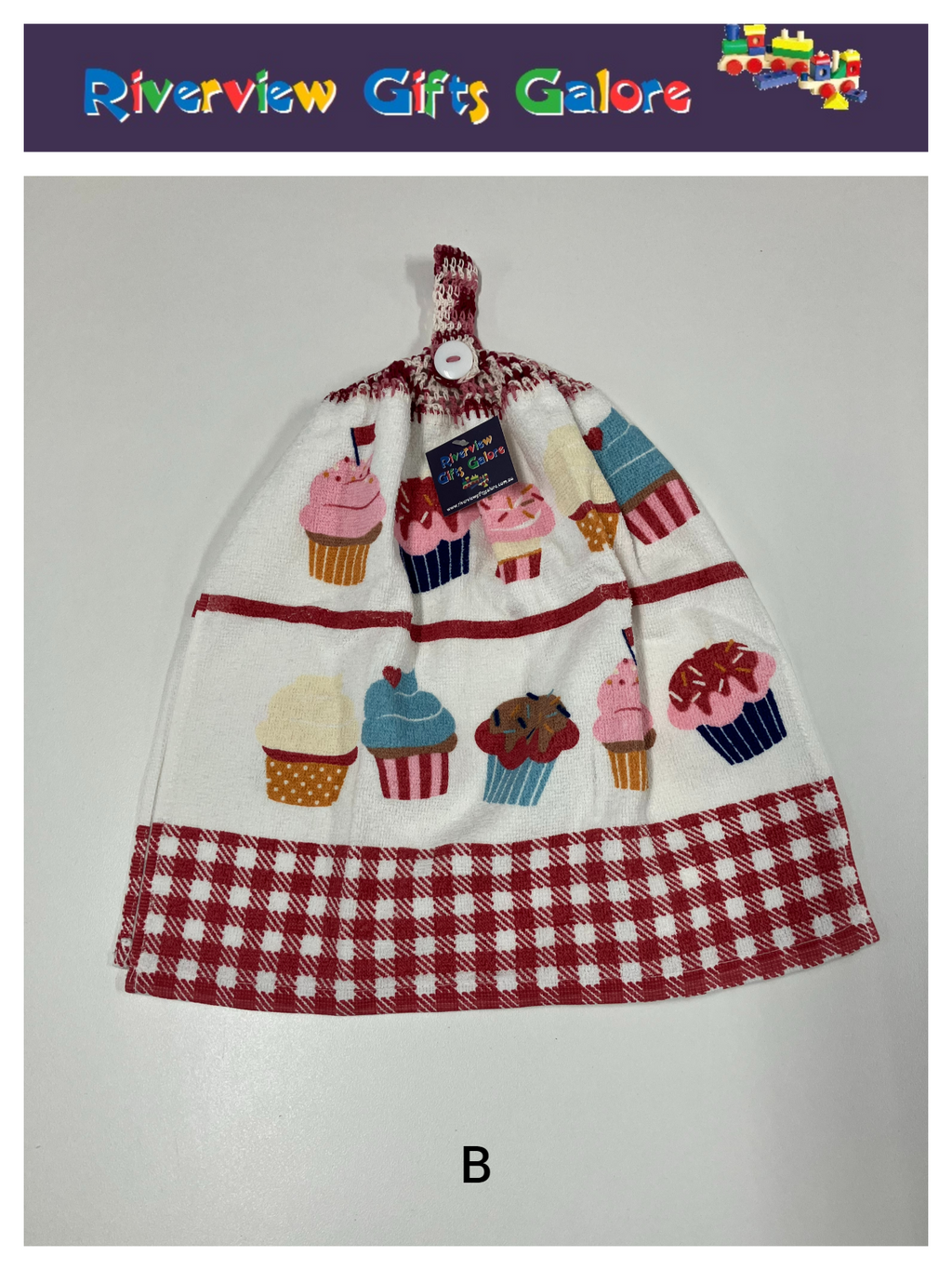 Crochet Top Hand Towel / Tea Towel (Double Thickness) - Cupcakes
