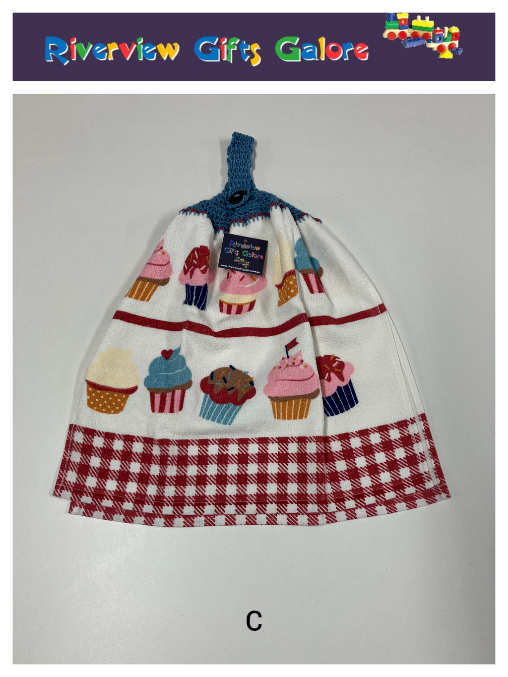 Crochet Top Hand Towel / Tea Towel (Double Thickness) - Cupcakes