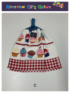 Crochet Top Hand Towel / Tea Towel (Double Thickness) - Cupcakes