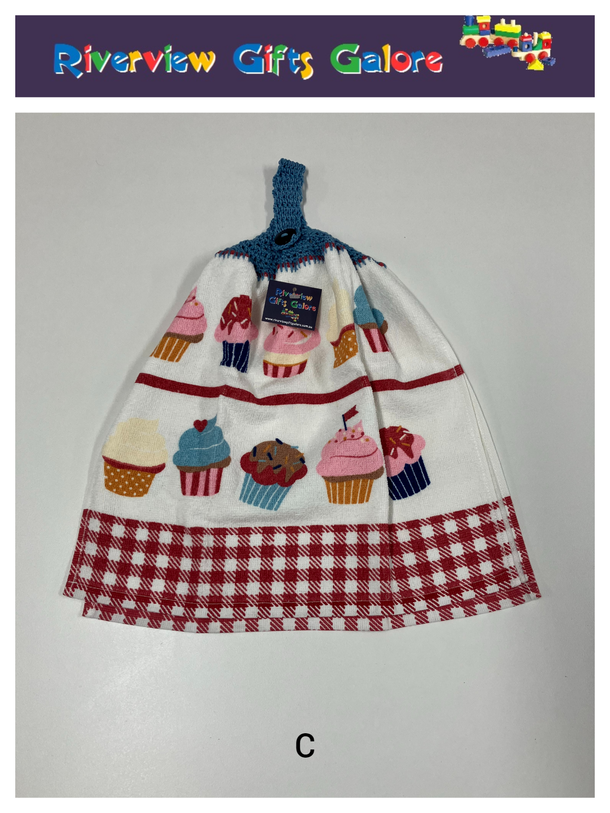 Crochet Top Hand Towel / Tea Towel (Double Thickness) - Cupcakes