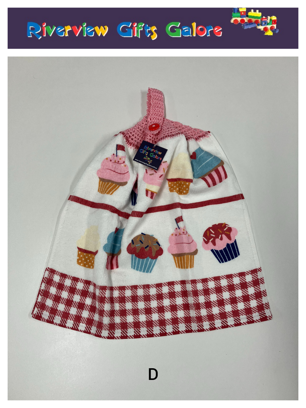 Crochet Top Hand Towel / Tea Towel (Double Thickness) - Cupcakes