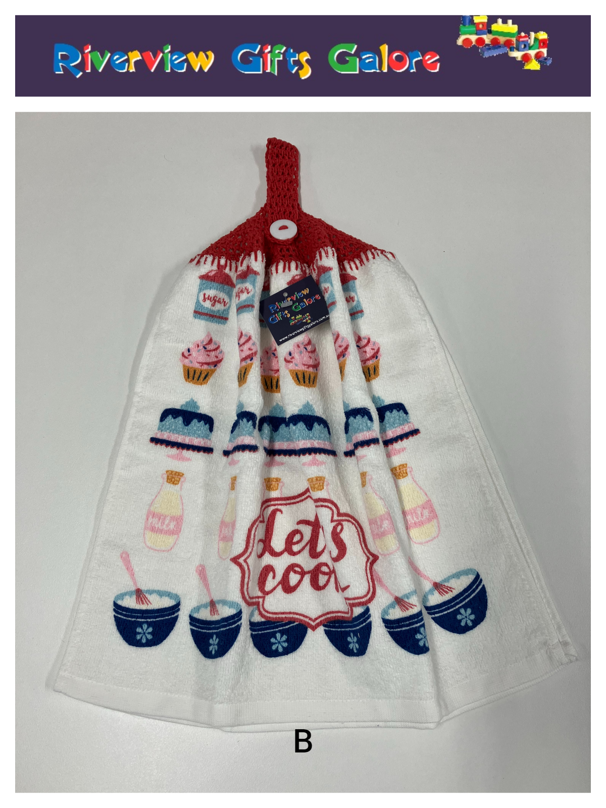 Crochet Top Hand Towel / Tea Towel (Double Thickness) - Let's Cook