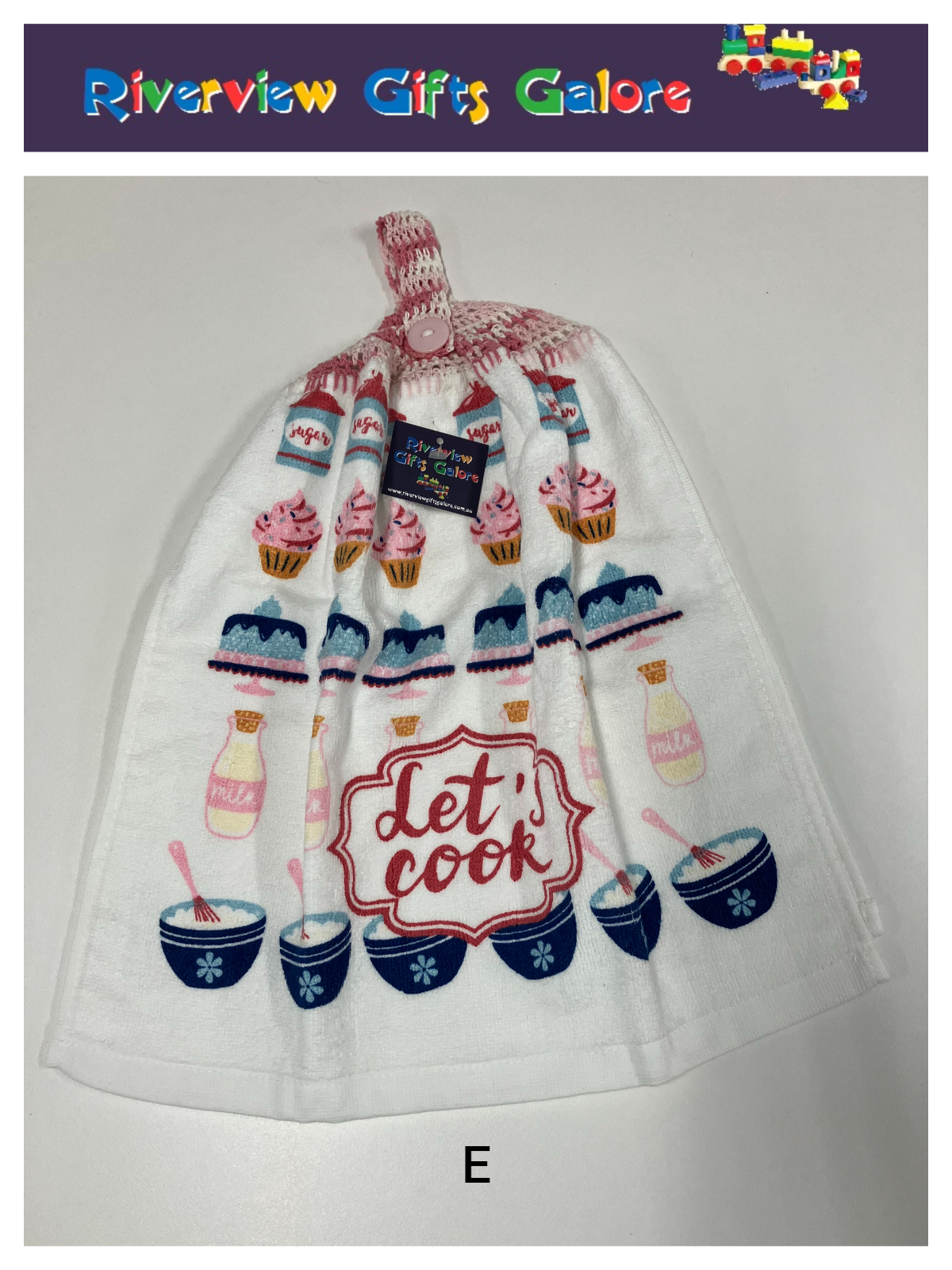 Crochet Top Hand Towel / Tea Towel (Double Thickness) - Let's Cook