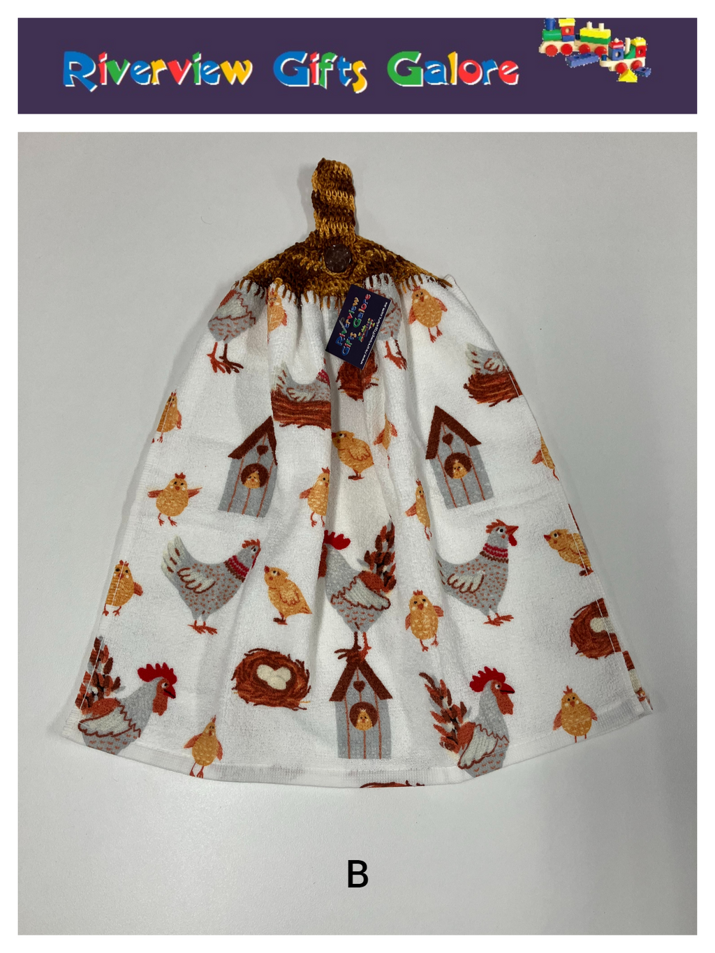 Crochet Top Hand Towel / Tea Towel (Double Thickness) - Roosters