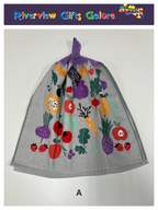 Crochet Top Hand Towel / Tea Towel (Double Thickness) - Fruit & Vegies