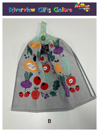 Crochet Top Hand Towel / Tea Towel (Double Thickness) - Fruit & Vegies