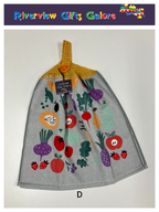 Crochet Top Hand Towel / Tea Towel (Double Thickness) - Fruit & Vegies
