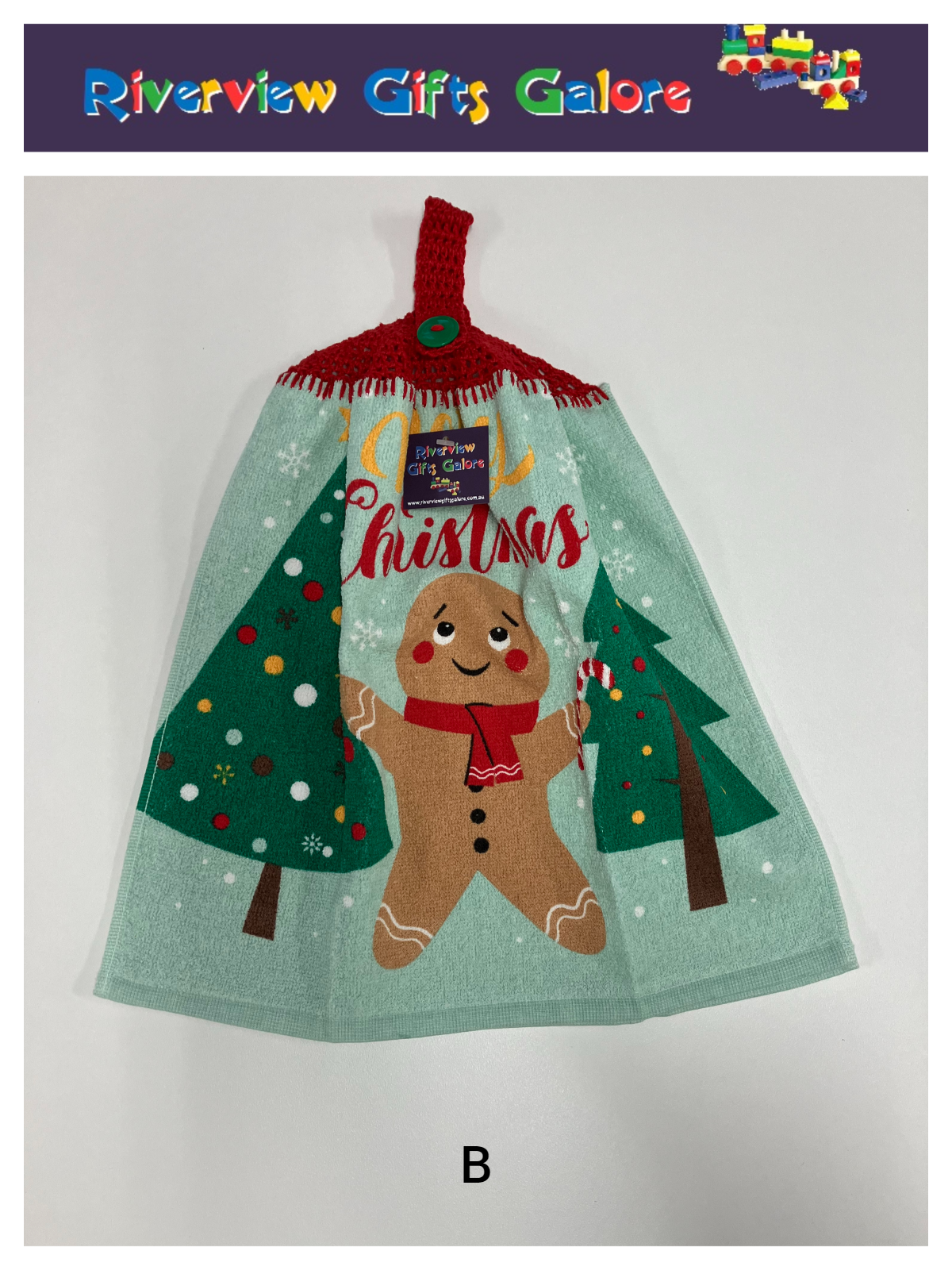 Crochet Top Hand Towel / Tea Towel (Double Thickness) - Merry Christmas