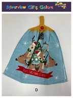 Crochet Top Hand Towel / Tea Towel (Double Thickness) - Oh Deer, Christmas Is Here