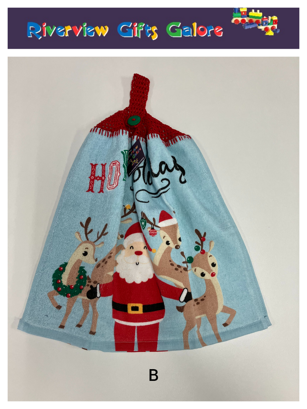 Crochet Top Hand Towel / Tea Towel (Double Thickness) - Ho Ho Holidays