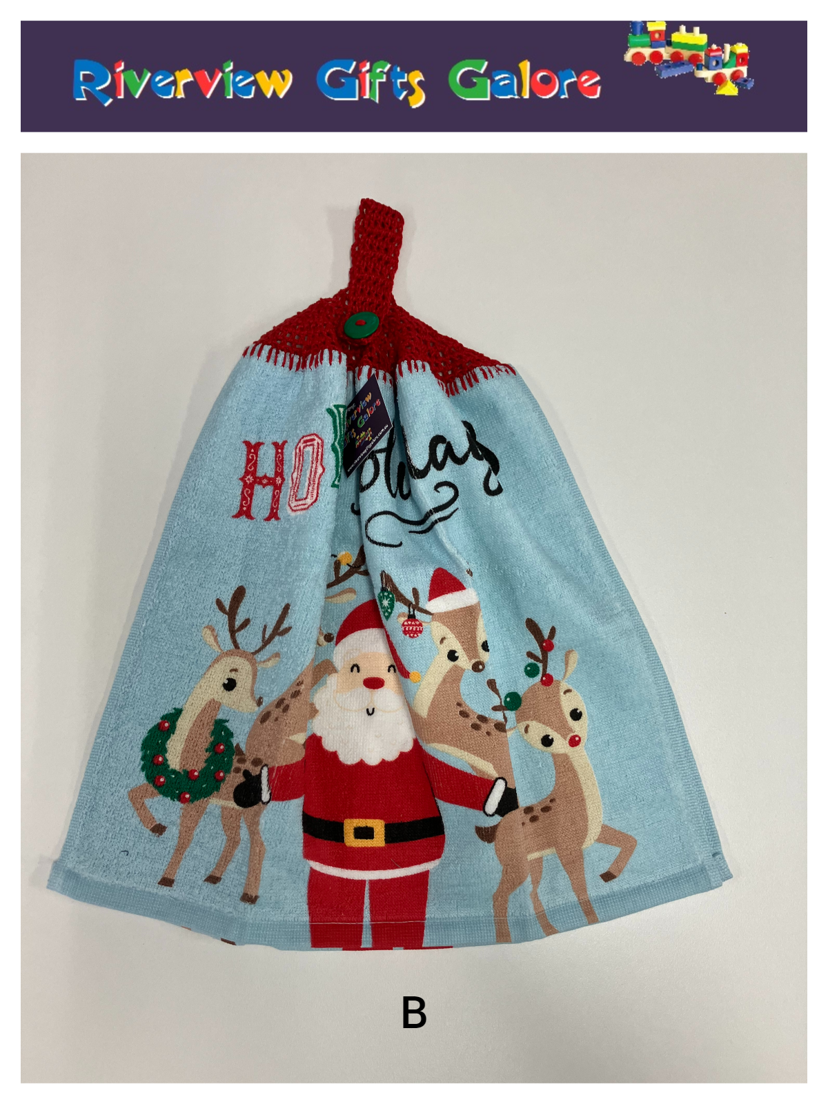 Crochet Top Hand Towel / Tea Towel (Double Thickness) - Ho Ho Holidays
