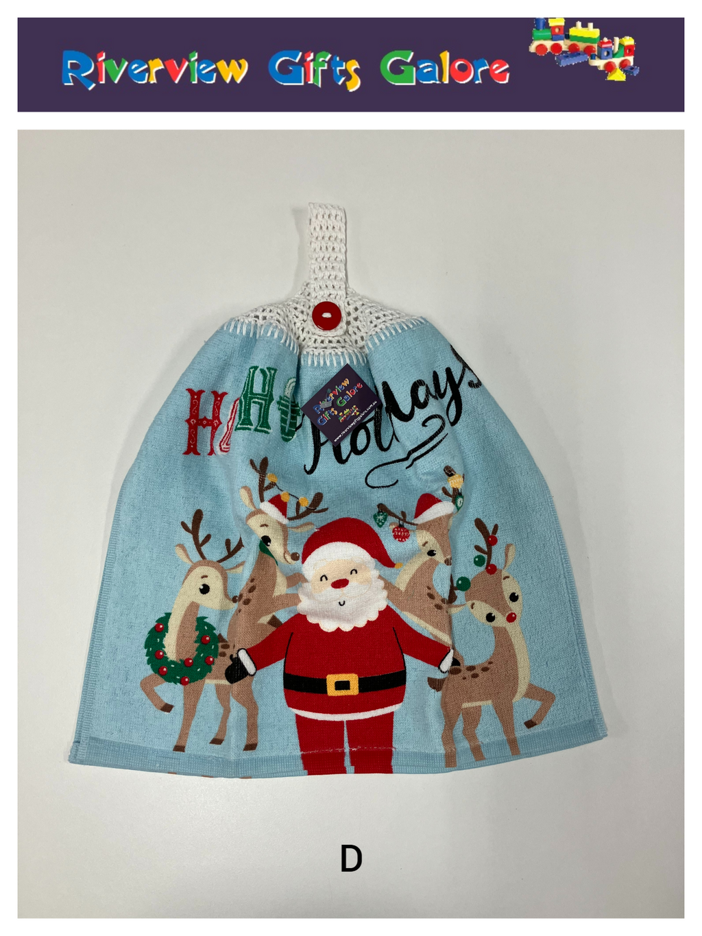 Crochet Top Hand Towel / Tea Towel (Double Thickness) - Ho Ho Holidays