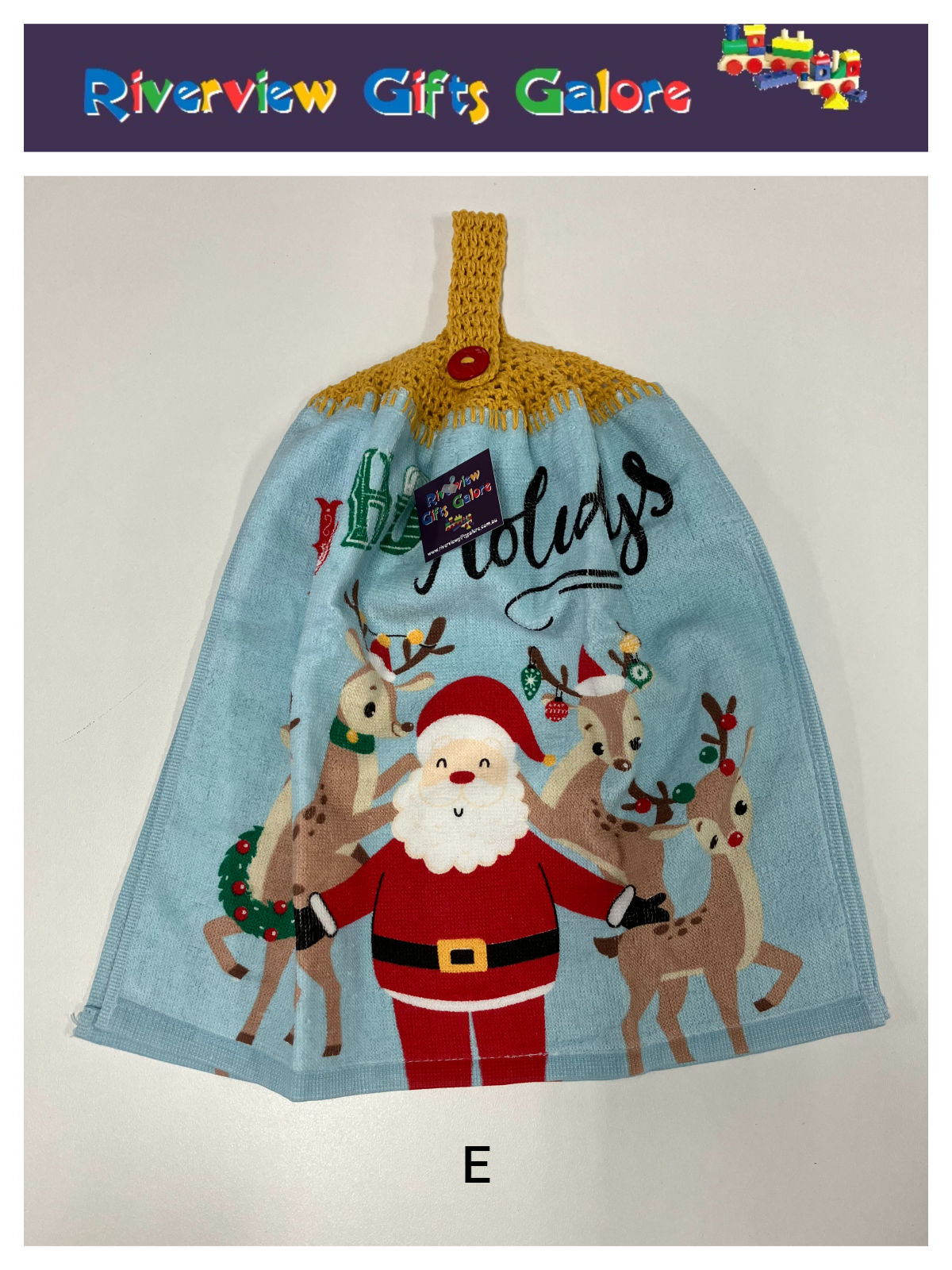 Crochet Top Hand Towel / Tea Towel (Double Thickness) - Ho Ho Holidays