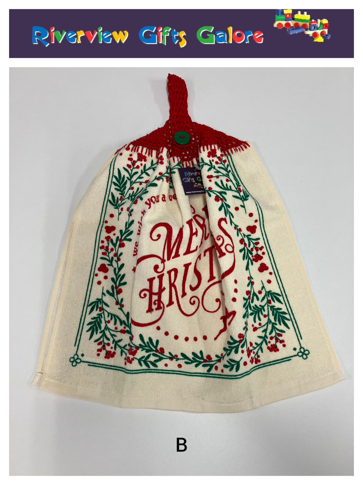Crochet Top Hand Towel / Tea Towel (Double Thickness) - We Wish You A Very Merry Christmas