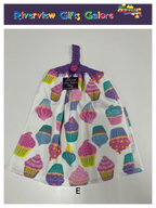 Crochet Top Hand Towel / Tea Towel (Double Thickness) - Cupcakes