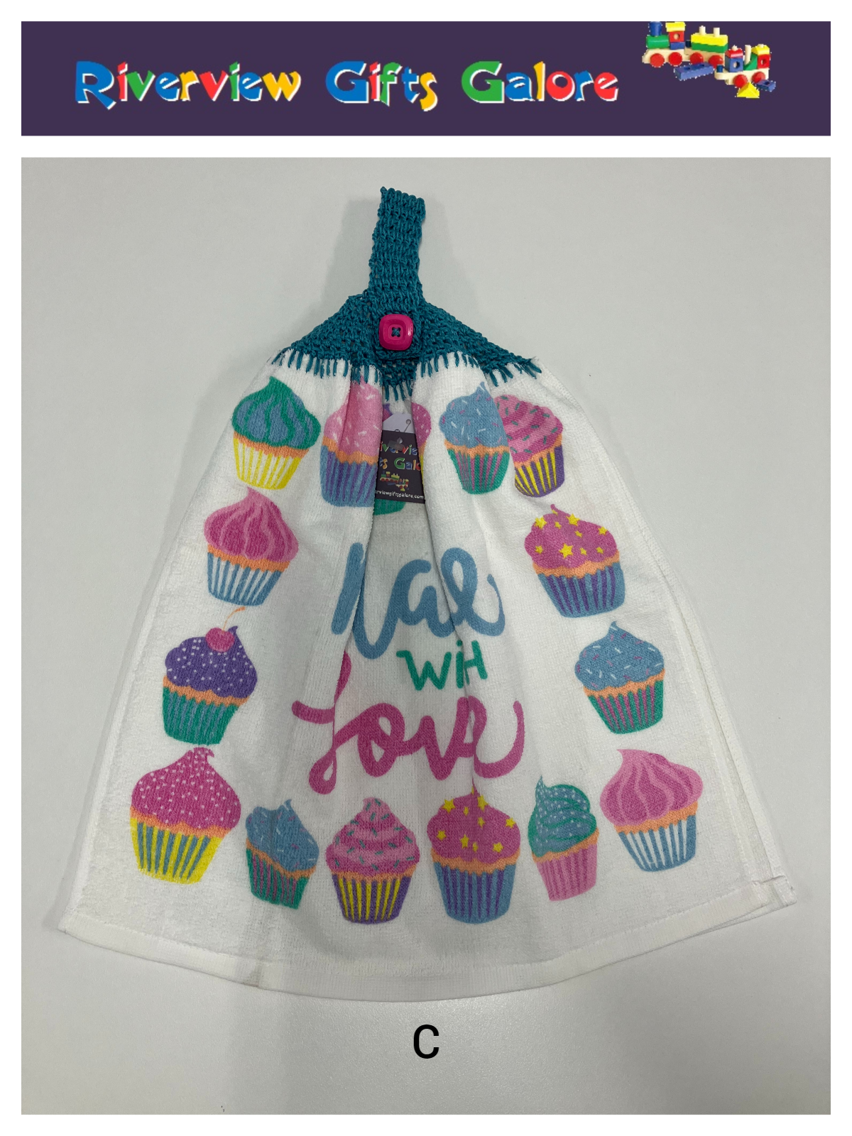 Crochet Top Hand Towel / Tea Towel (Double Thickness) - Made with Love