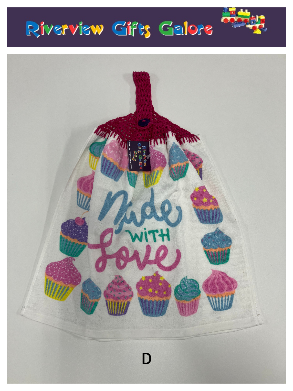 Crochet Top Hand Towel / Tea Towel (Double Thickness) - Made with Love