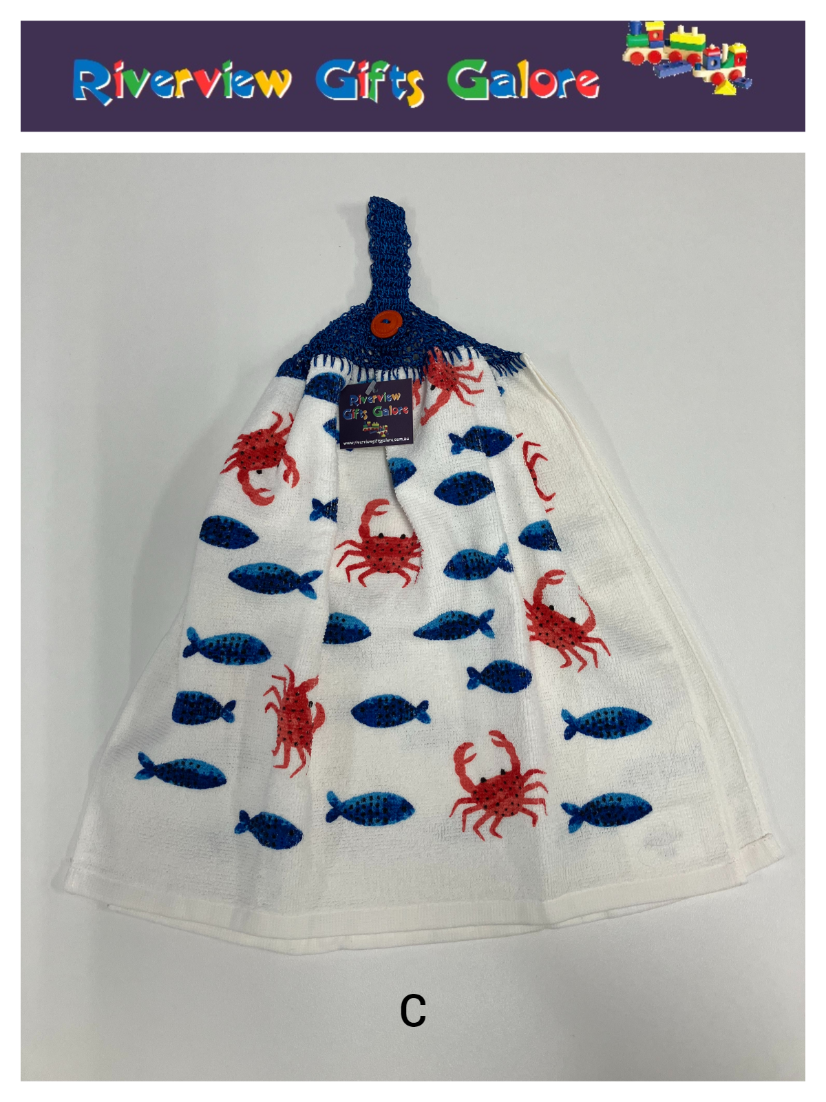 Crochet Top Hand Towel / Tea Towel (Double Thickness) - Sealife