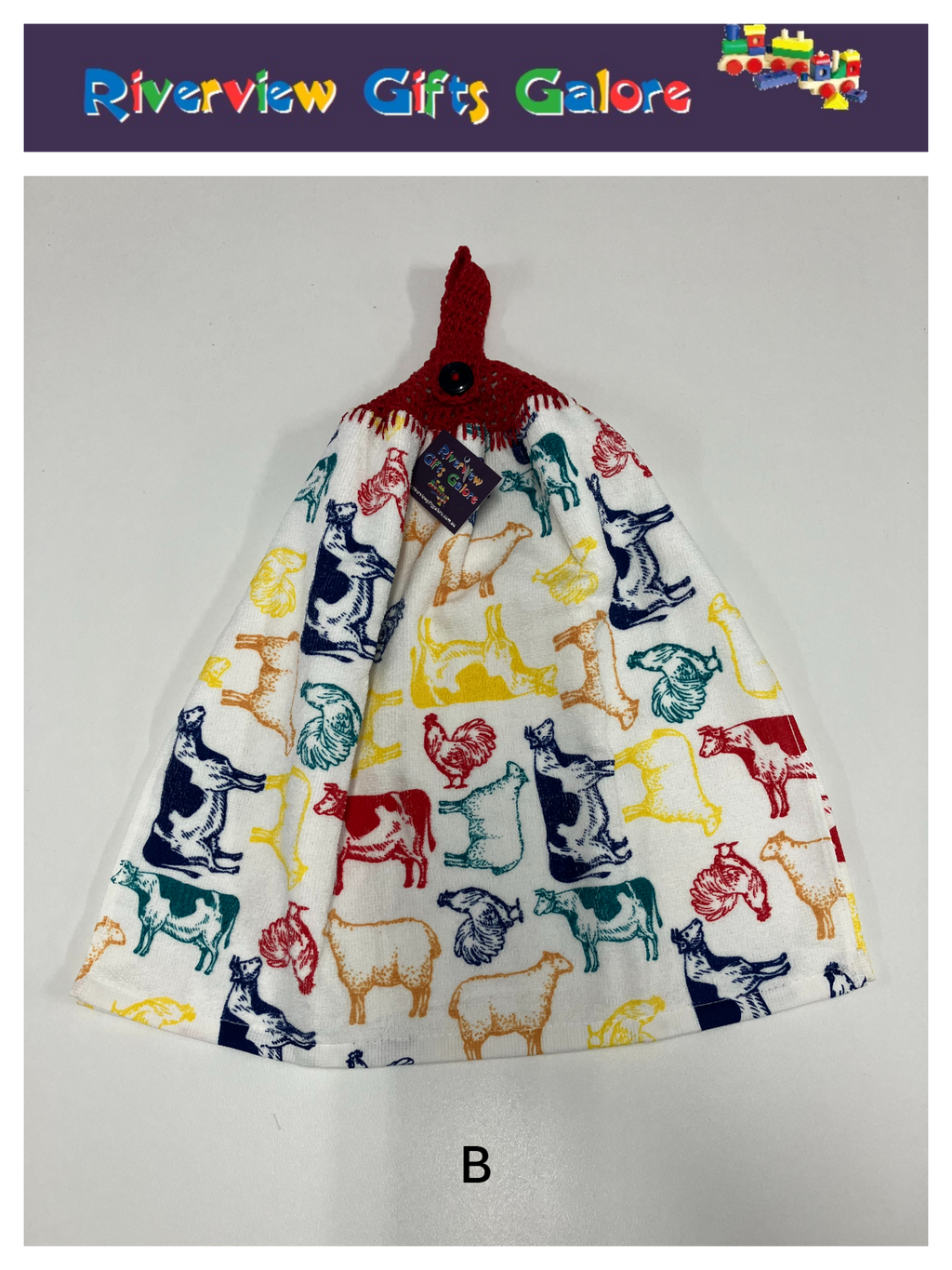 Crochet Top Hand Towel / Tea Towel (Double Thickness) - Farm Animals