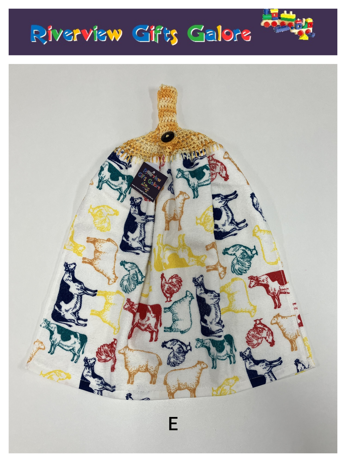 Crochet Top Hand Towel / Tea Towel (Double Thickness) - Farm Animals
