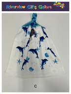 Crochet Top Hand Towel / Tea Towel (Double Thickness) - Dolphins