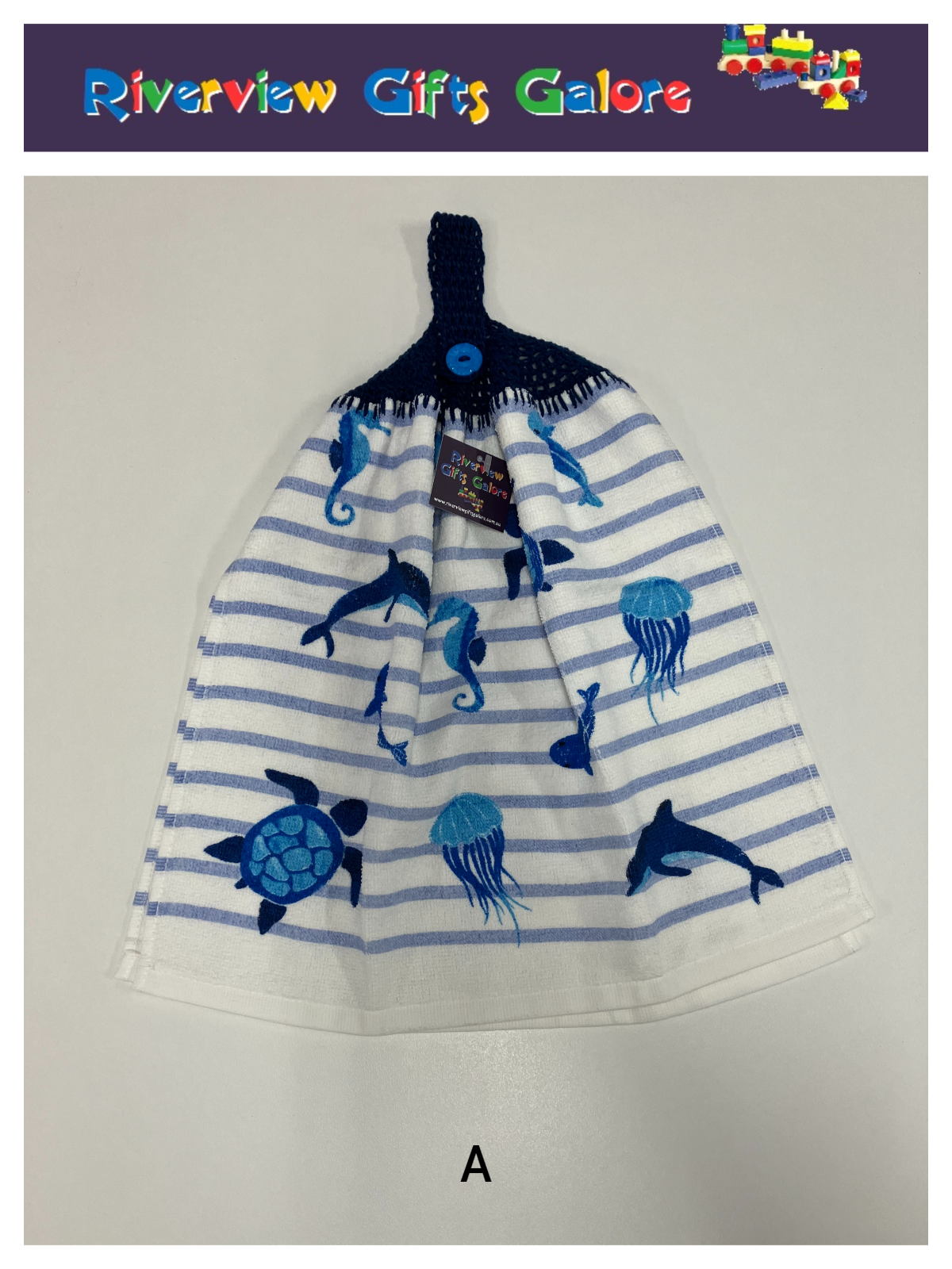 Crochet Top Hand Towel / Tea Towel (Double Thickness) - Sealife
