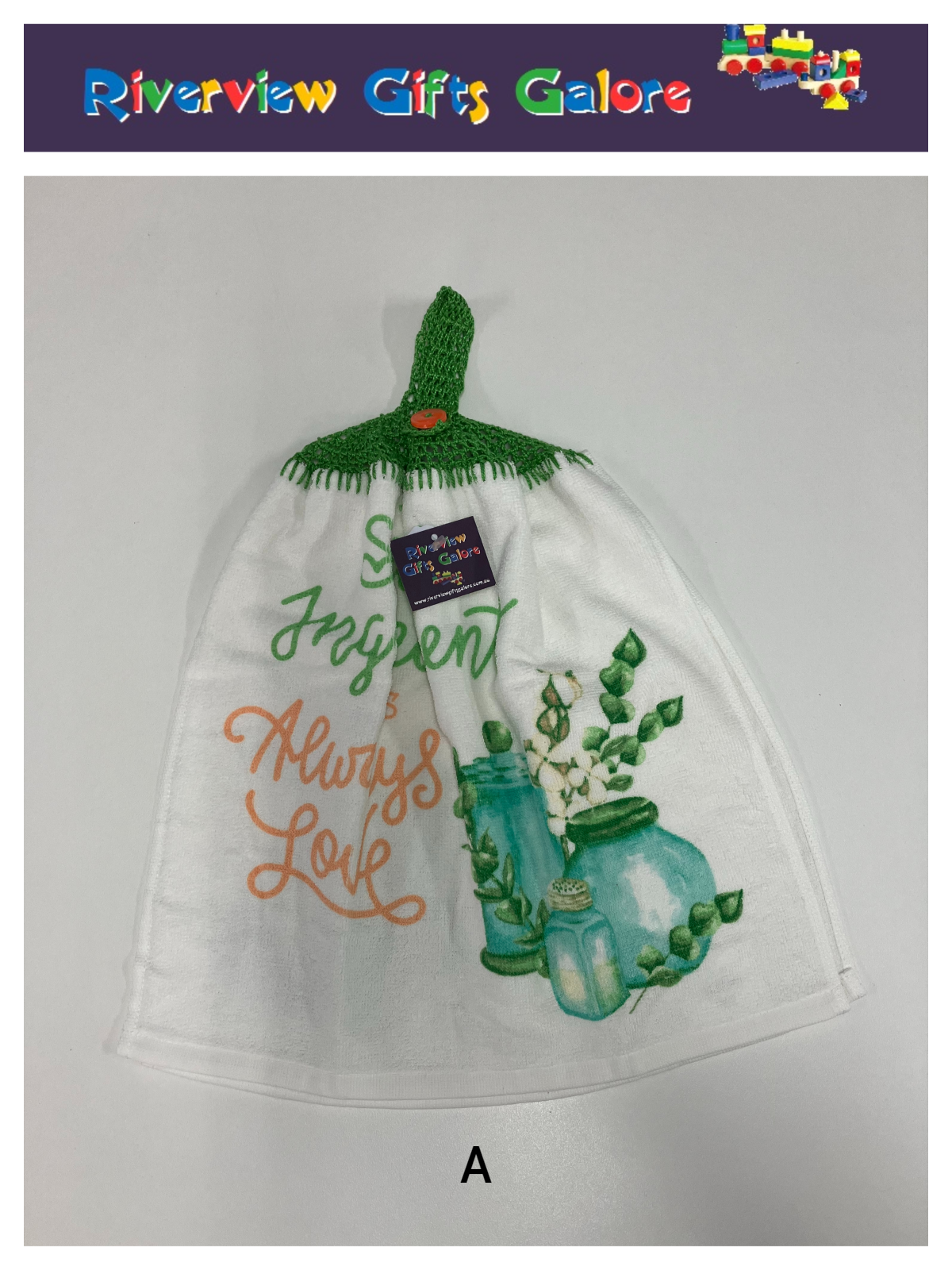 Crochet Top Hand Towel / Tea Towel (Double Thickness) - The Secret Ingredient is Always Love
