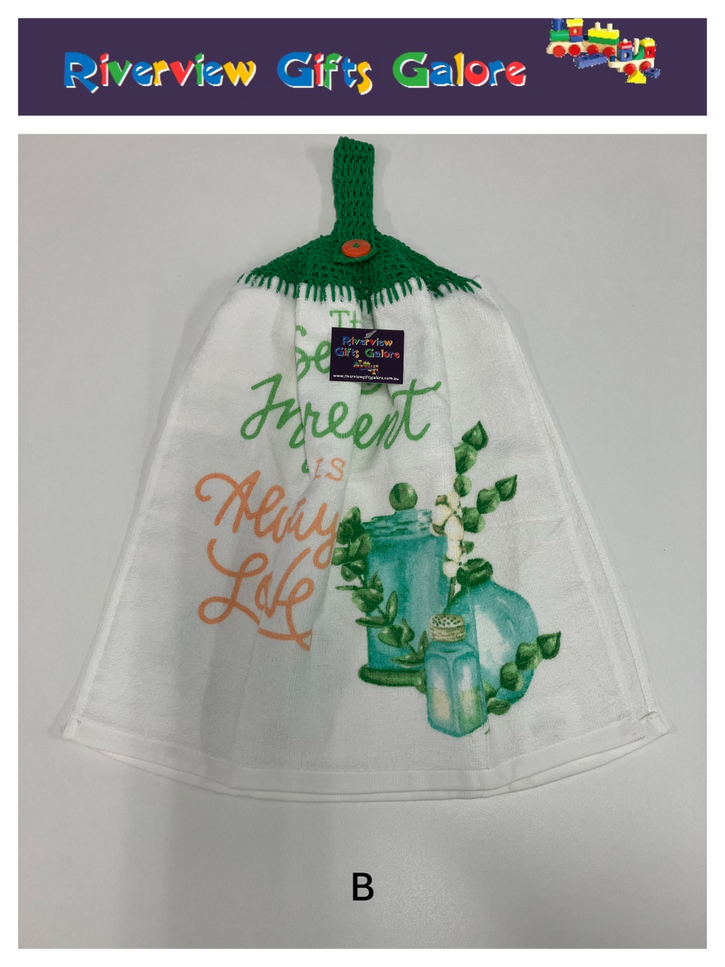 Crochet Top Hand Towel / Tea Towel (Double Thickness) - The Secret Ingredient is Always Love