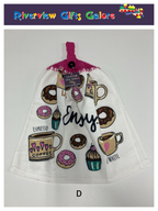 Crochet Top Hand Towel / Tea Towel (Double Thickness) - Enjoy Coffee and Donuts