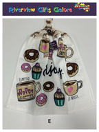 Crochet Top Hand Towel / Tea Towel (Double Thickness) - Enjoy Coffee and Donuts