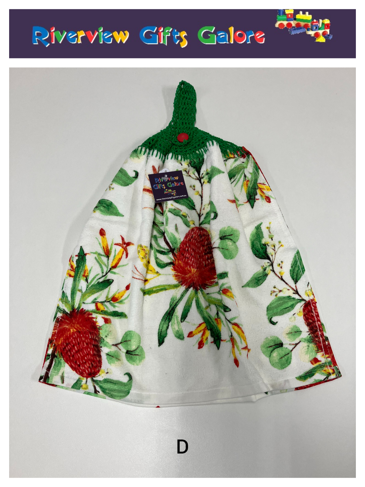 Crochet Top Hand Towel / Tea Towel (Double Thickness) - Waratah