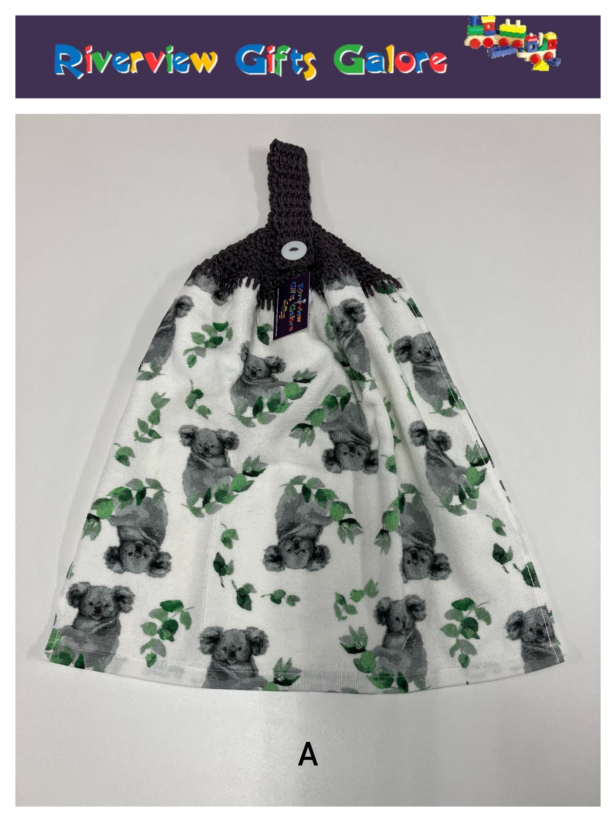 Crochet Top Hand Towel / Tea Towel (Double Thickness) - Koala