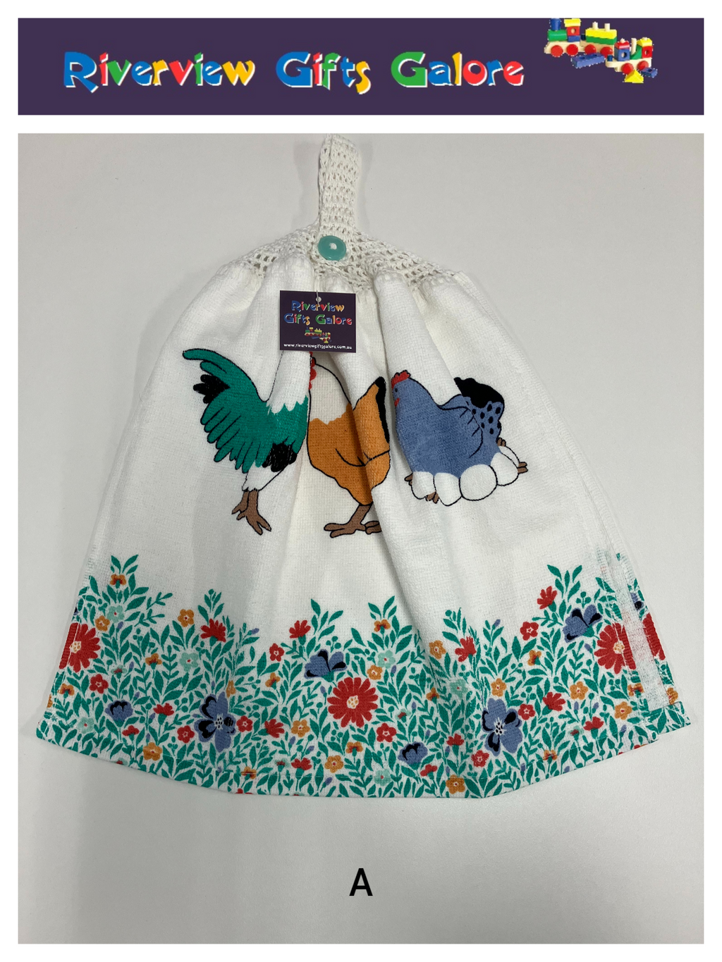 Crochet Top Hand Towel / Tea Towel (Double Thickness) - Chooks