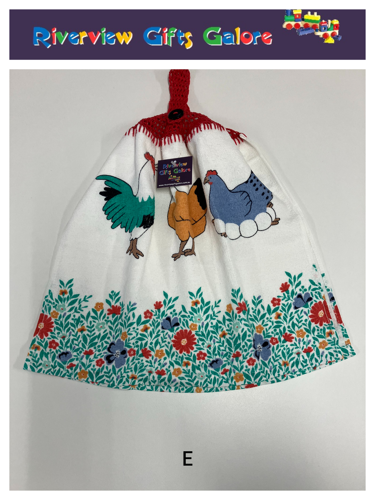 Crochet Top Hand Towel / Tea Towel (Double Thickness) - Chooks